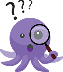Octopus holding a magnifier