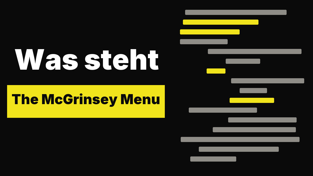 Was steht auf der Speisekarte? The McGrinsey Menu